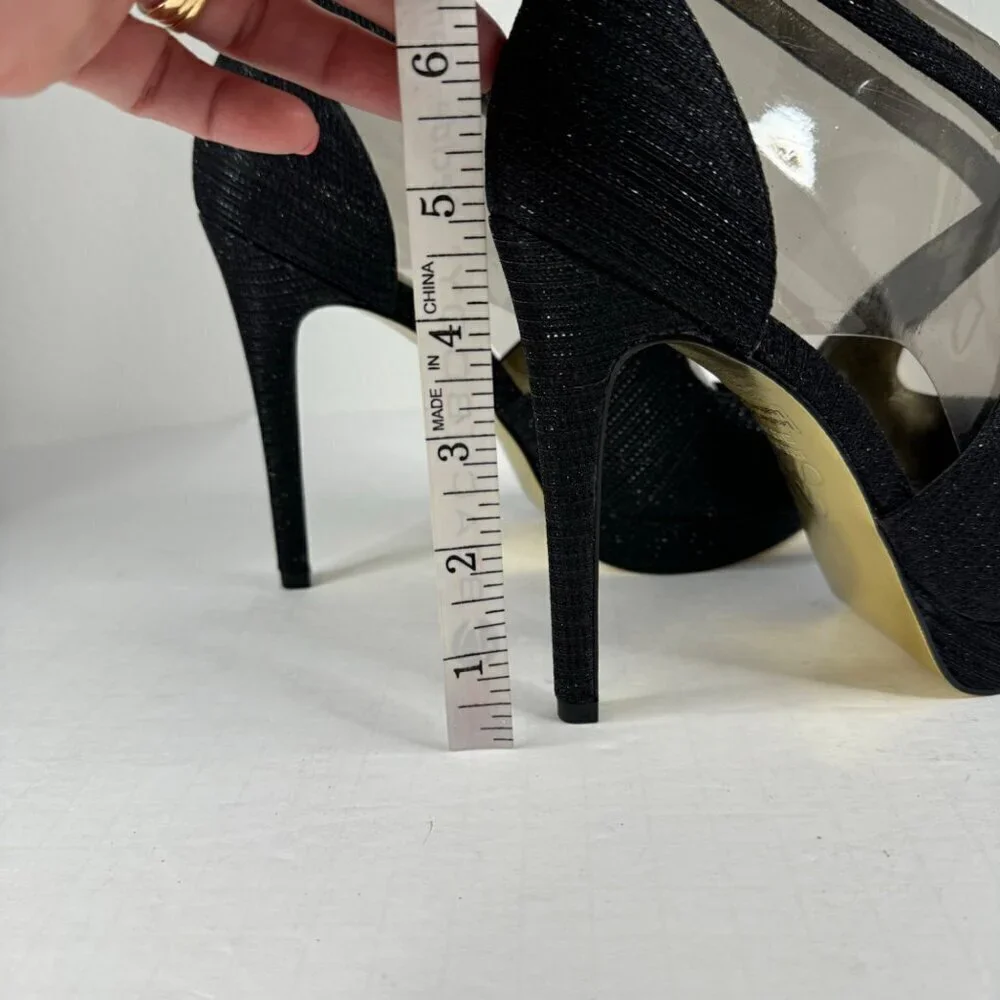 Adrianna Papell NEW Platform Heels Rosalie Black Gavi Glitter Formal Size 6.5M